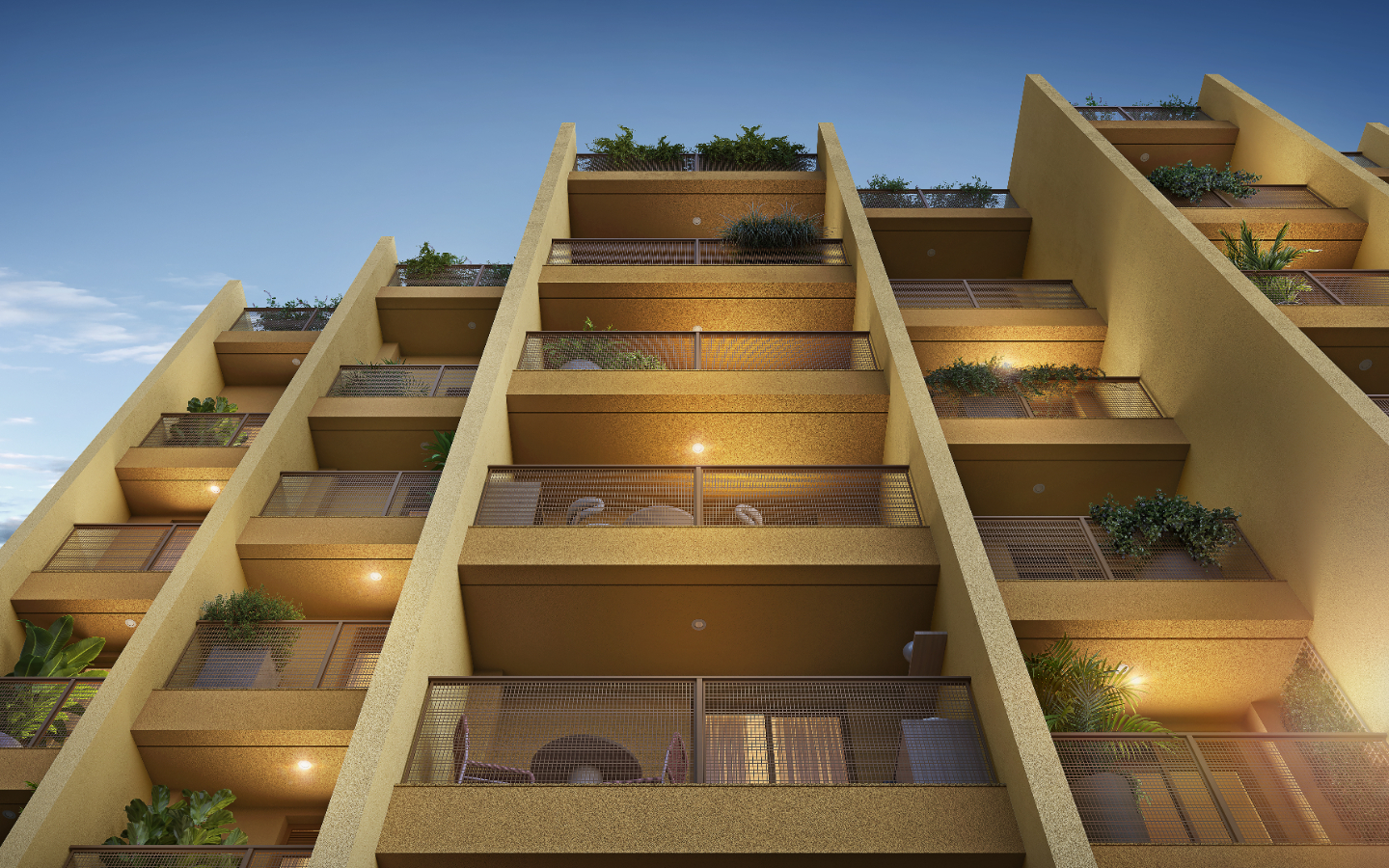 Detalhe da fachada com arquitetura contemporânea